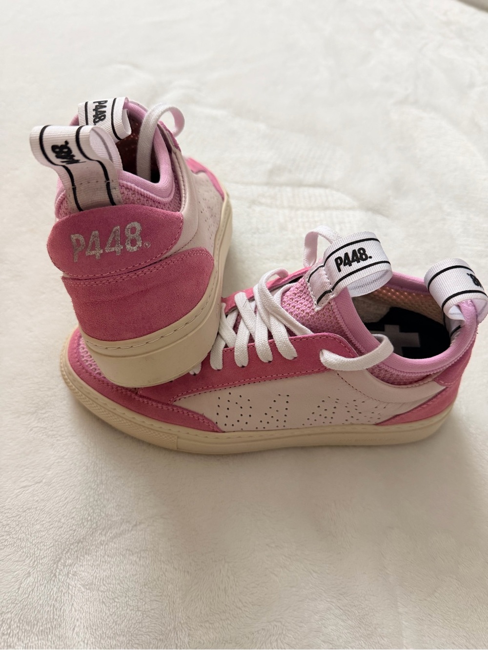 P448 Soho Sock Pink and White Low-Top Sneakers Hard to Find Size 37